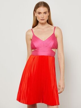 Bcbg Elodi Cutout Dress Size 0 In Pink And Tomato New With Tags